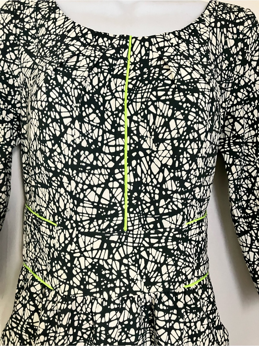 Yoana Baraschi + Anthro Forest/Neon Dreen Geo Print Minimalist Dress Size 8